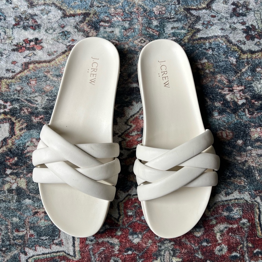J. Crew Women's Cream/White Slide Sandals